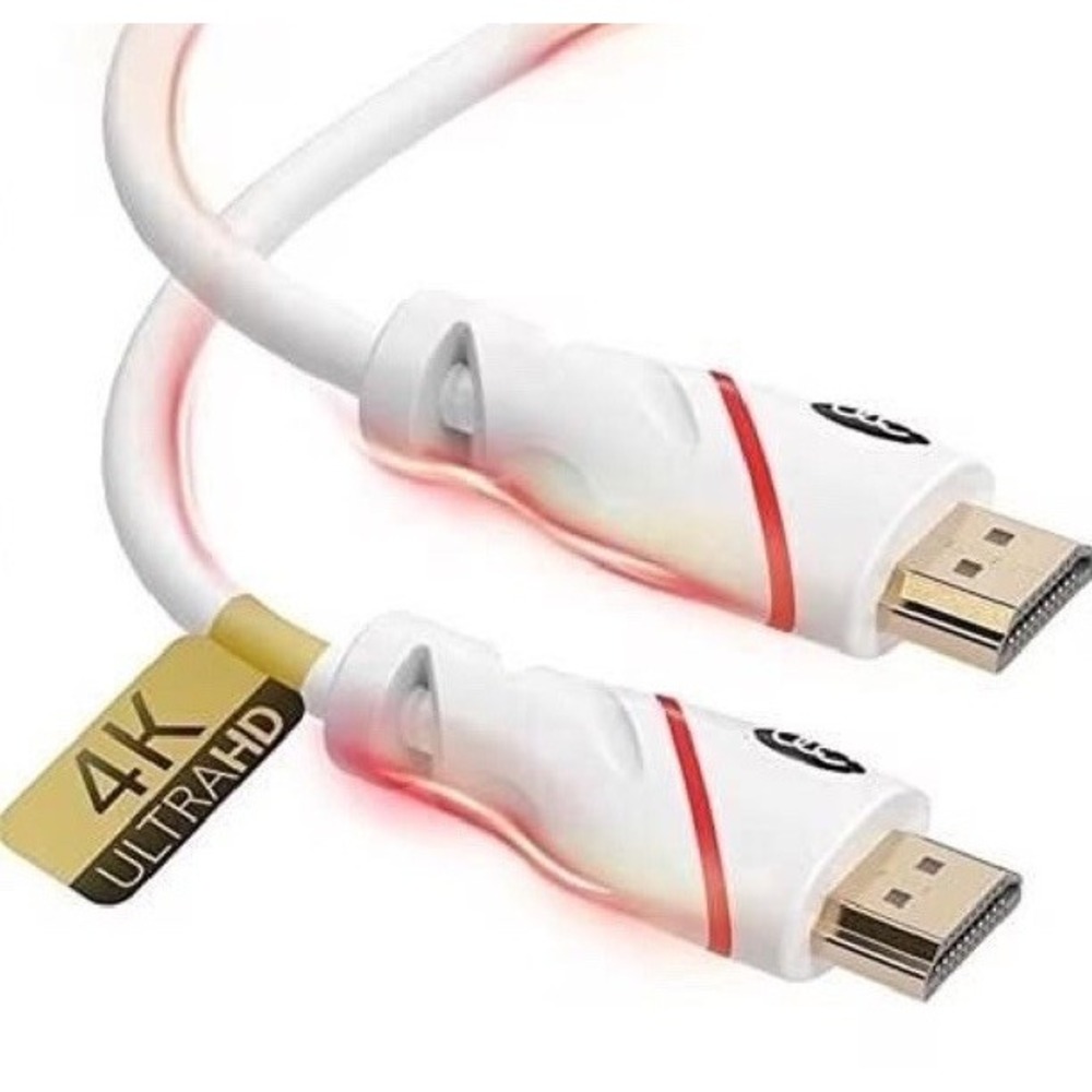 Ultra Clarity 40ft 4K HDMI Cable White High Speed Braided 18Gbps Cord HDR ARC